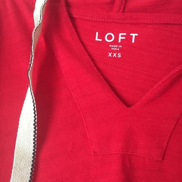 LOFT Pullover Red Lightweight Hoodie XXS - Picture 2 of 4